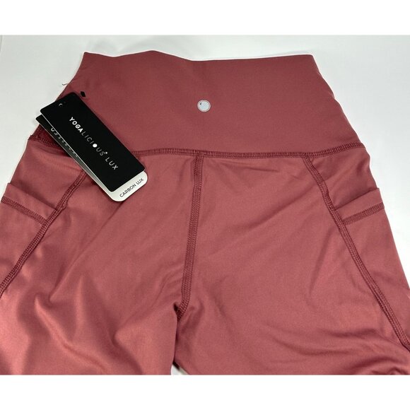 YOGALICIOUS Lux Leggings Sz S Rouge Blush Dark Pink High Rise Ankle Leggings Gym - Picture 7 of 7